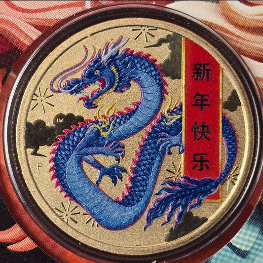 2026 $1 Chinese New Year Colourised Dragon PNC - Mintage: 8888