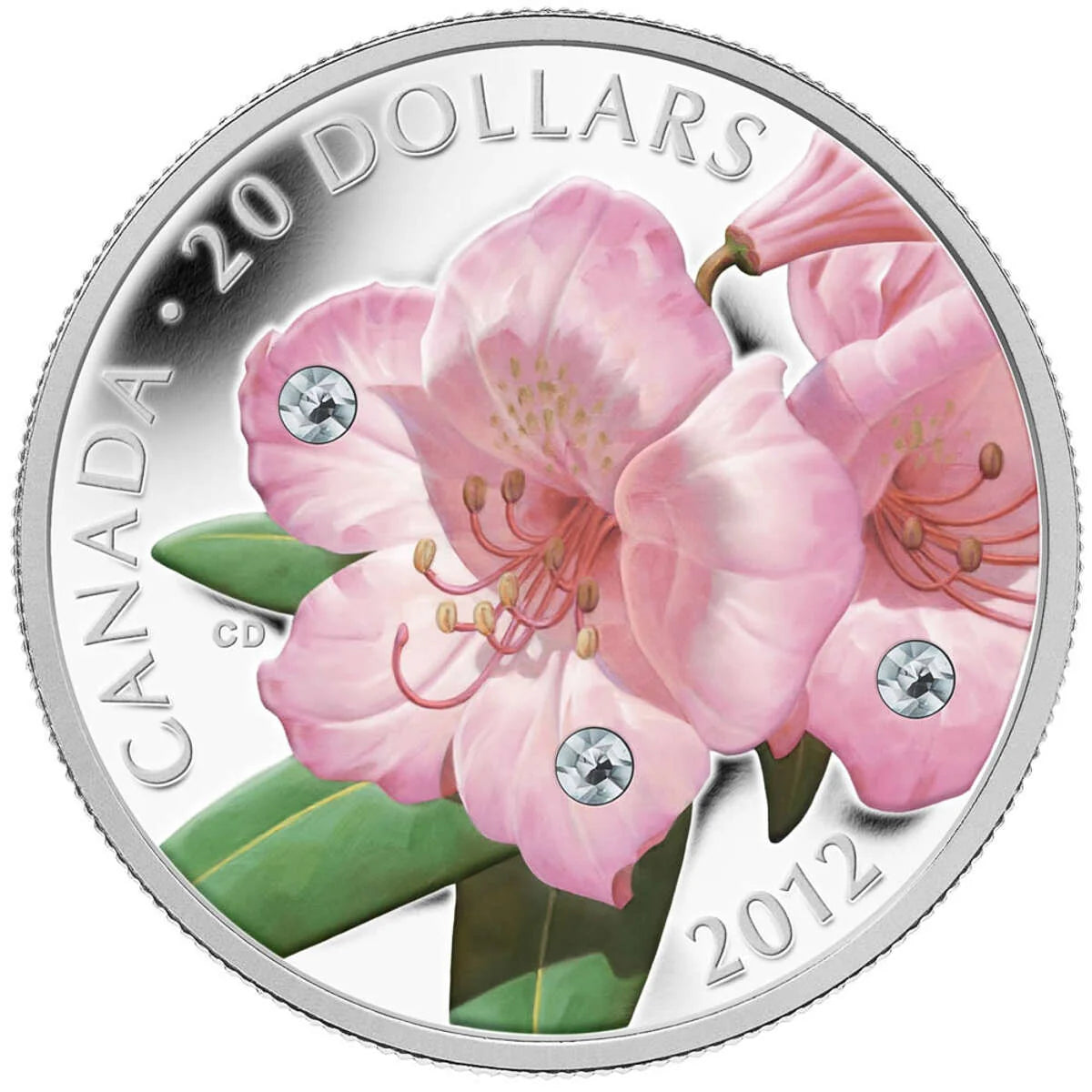 2012 1oz $20 Fine Silver Canadian Rhododendron Flower - Mintage: 10,000