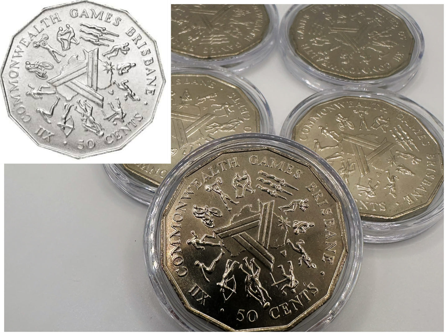 1x UNC 1982 Brisbane Commonwealth Games 50c Coin - In Lighthouse Capsule Mintage: 49,6M