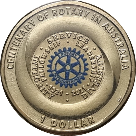 2021 Colourized $1 Centenary Of Rotary Coin  PNC - Mintage : 7,000