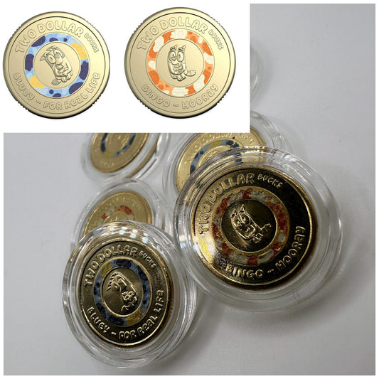 2x UNC 2026 Bluey $2 Coins (Bingo & Bluey)- In Lighthouse Capsules (Full Set)