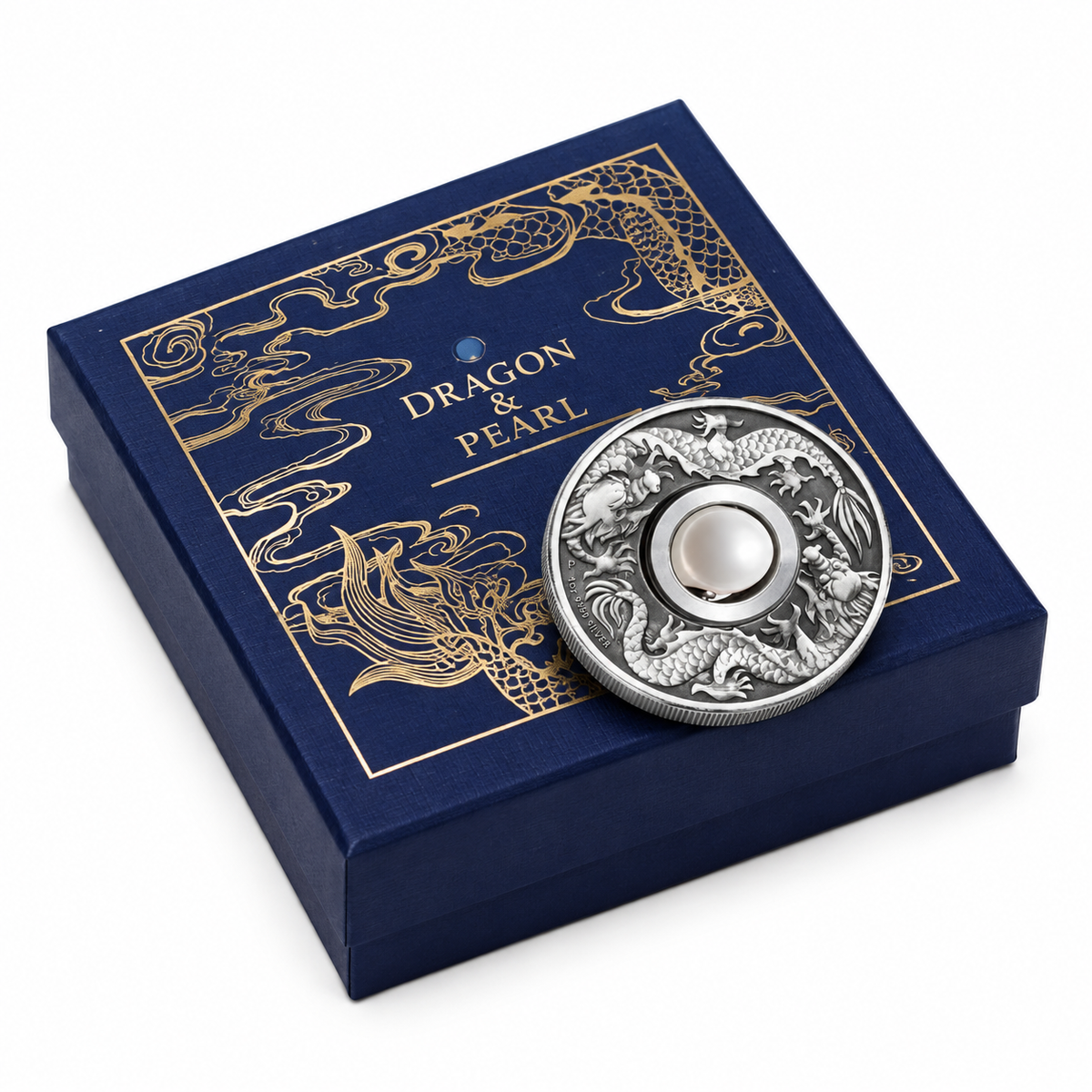 2017 1oz Silver Antiqued Dragon & Pearl Coin - Mintage: 3,000