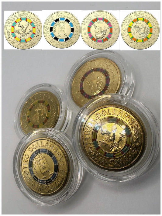 4x UNC 2019 Mr Squiggle $2 Coins - In Lighthouse Capsules (Full Set)