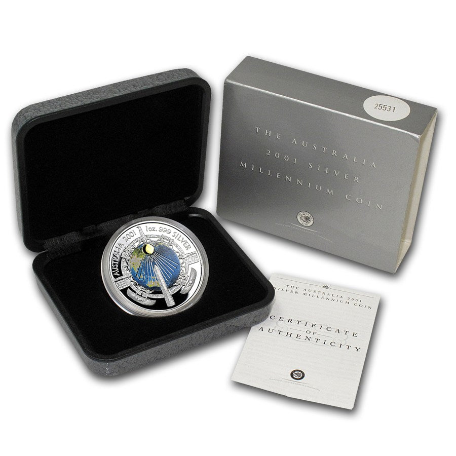 2001 1oz Silver Australia Millennium Coin  - Mintage: 26,101