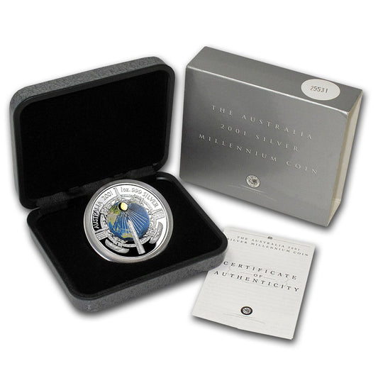 2001 1oz Silver Australia Millennium Coin  - Mintage: 26,101