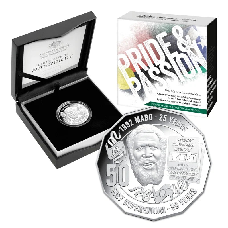 2017 0.63oz 50c Silver Pride & Passion Proof Eddi Mabo - Mintage: 5,000