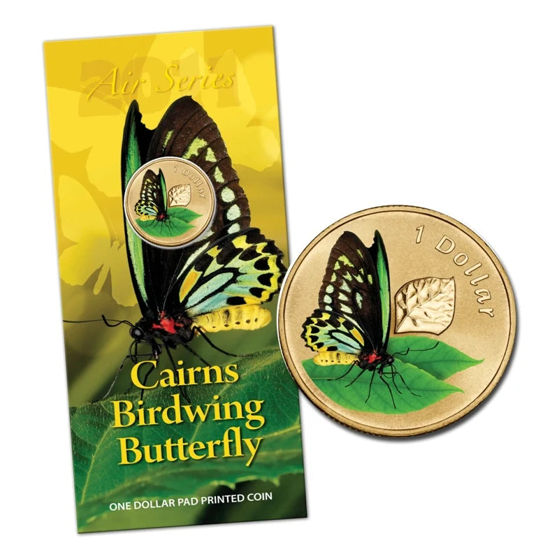 2011 $1 Cairns Birdwing Butterfly Air Series Carded Coin - Mintage: 17,502