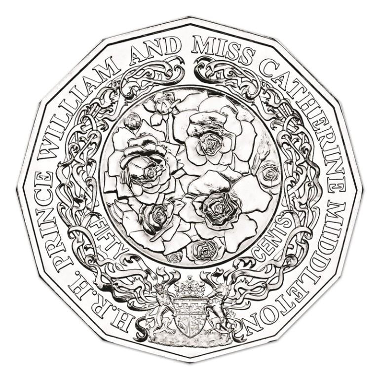2010 50c Royal Engagement Coin - Carded Mintage: 59,820