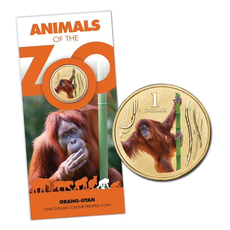 2012 $1 Orang-utang Animals Of The Zoo Carded Coin - Mintage: 15,002