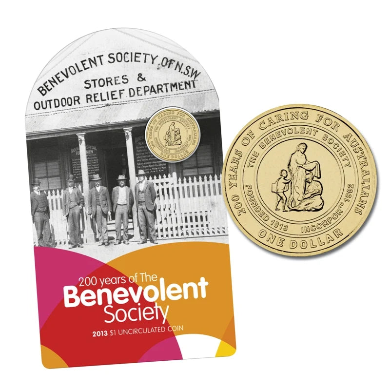 2013 $1 200 Years Of The Benevolent Society Carded Coin - Mintage: 16,002