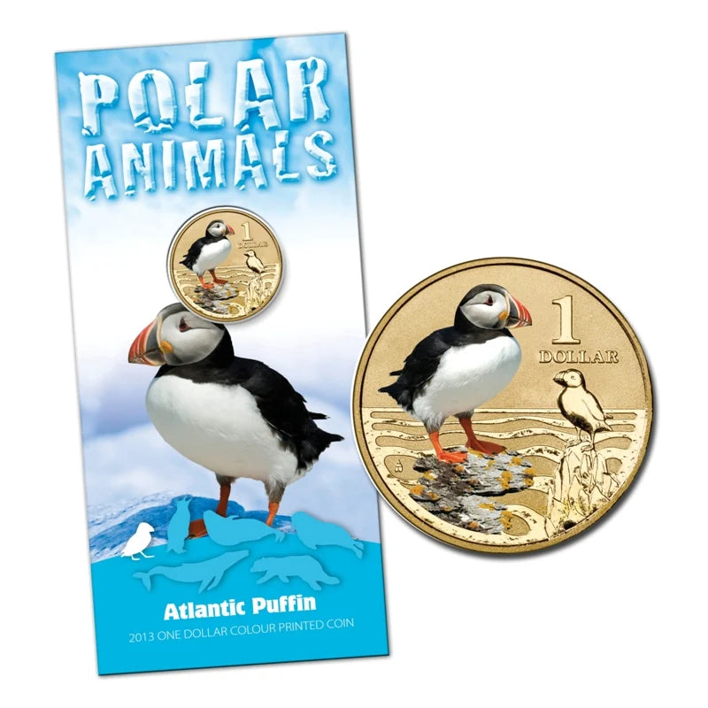 2013 $1 Atlantic Puffin Polar Animals Series Carded Coin - Mintage: 10,002