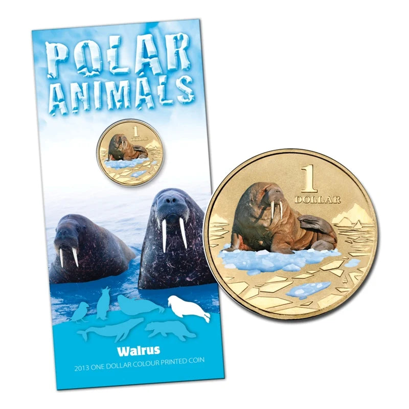 2013 $1 Walrus Polar Animals Series Carded Coin - Mintage: 10,002