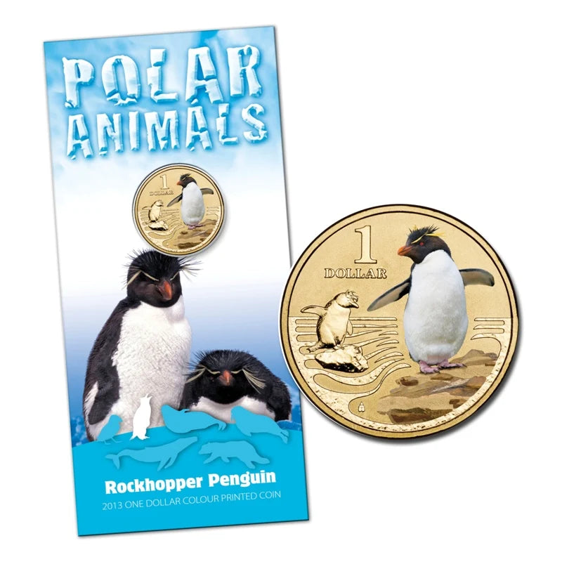 2013 $1 Rockhopper Penguin Polar Animals Series Carded Coin - Mintage: 10,002