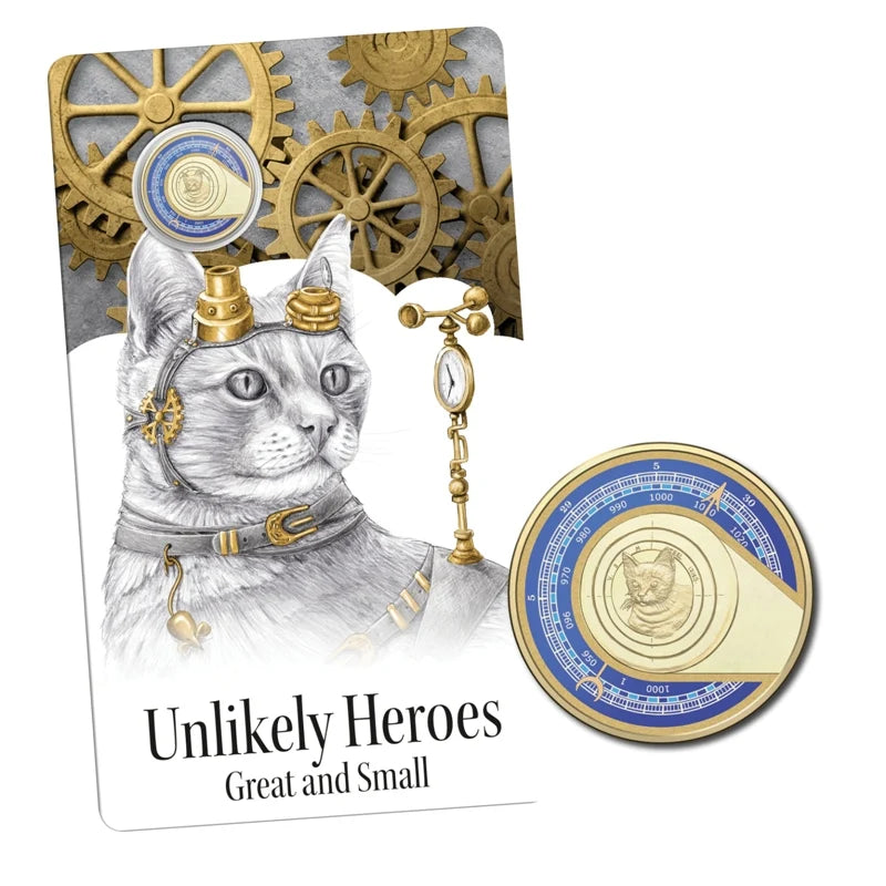 2015 $1 Feline Mascot Of HMAS Encounter Unlikely Heroes Series Carded Coin - Mintage: 10,002