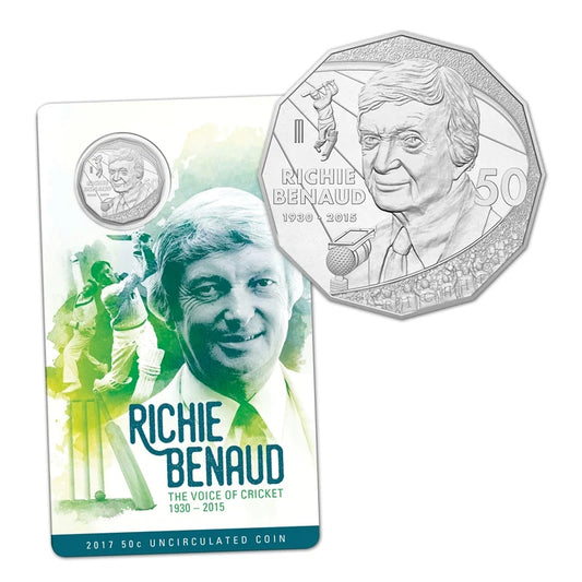 2017 50c Richie Benaud Carded Coin - Mintage: 95,929