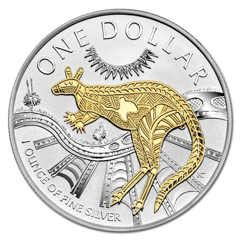 2003 1oz Gold Plated Silver Kangaroo - Mintage: 10,000