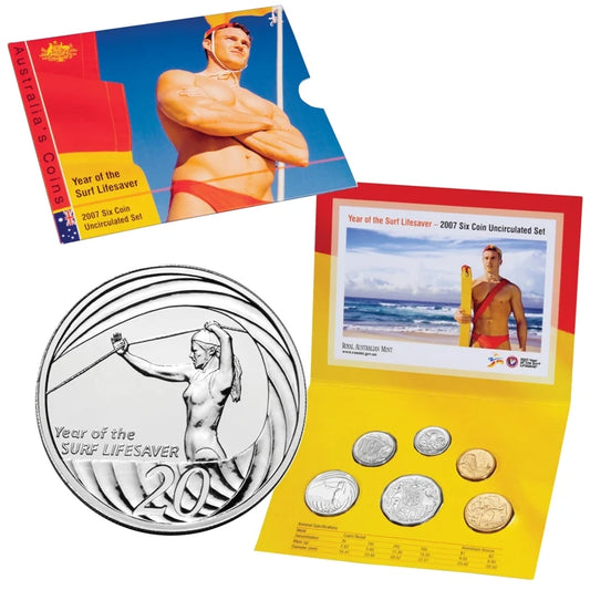2007 6x Coin UNC Surf Lifesaver RAM Year Set - Mintage: 66,641
