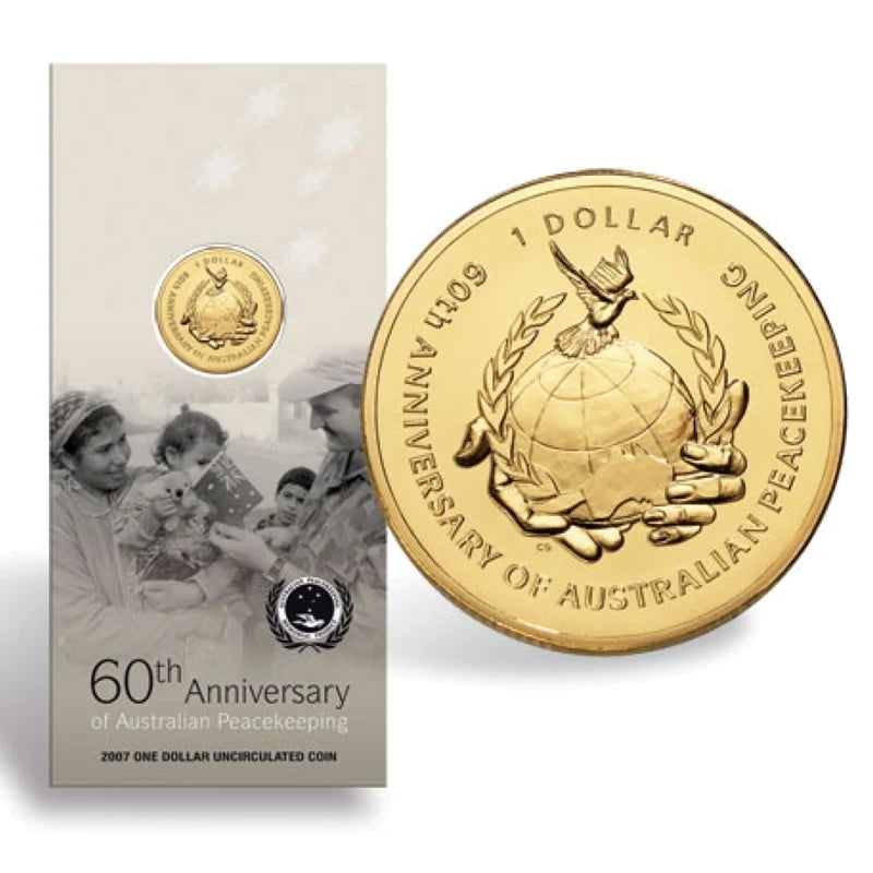 2007 $1 60th Anniversary Of Australian Peacekeeping Carded Coin - Mintage: 31,028