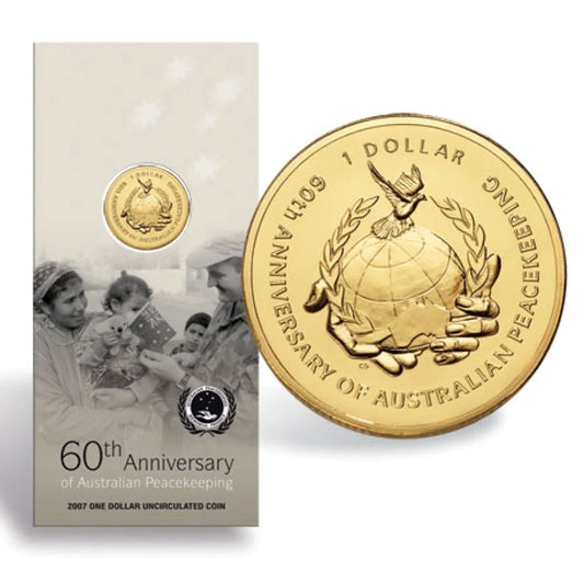 2007 $1 60th Anniversary Of Australian Peacekeeping Carded Coin - Mintage: 31,028