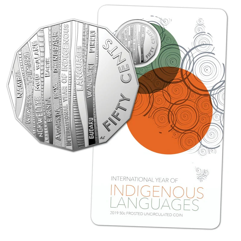 2019 50c Frosted Indigenous Languages Carded Coin - Mintage: 20,000