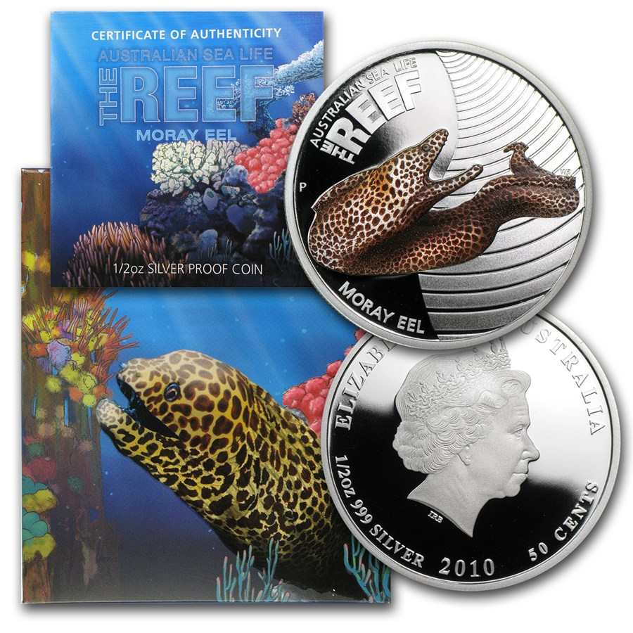 2015 1/2oz REEF Moray Eel Coloured Coin Mintage: 10,000