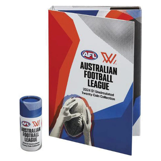 2024 Australian Football League – 20x UNC $1 Coin Folder & Coin Tube - Unopened