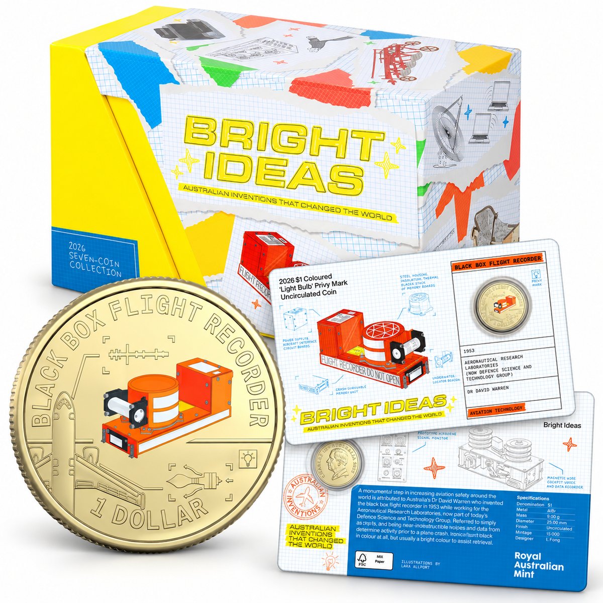 7x 2026 Bright Ideas Seven Coin Collection $1 & $2 - Carded Privy Mark Set Mintage: 15,000