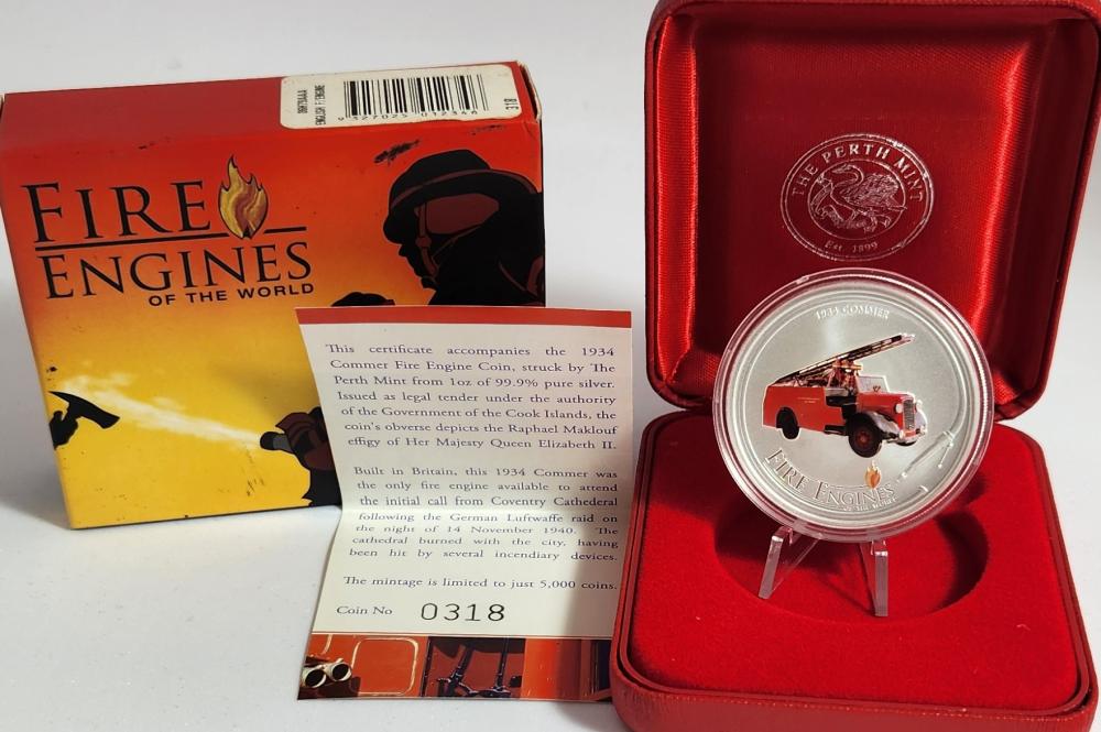 2006 1oz Silver Fire Engines Of The World Commer Engine Coin - Mintage: 5,000