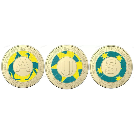 3x 2022 $2 COMMONWEALTH GAMES COINS - CIRCULATED SET