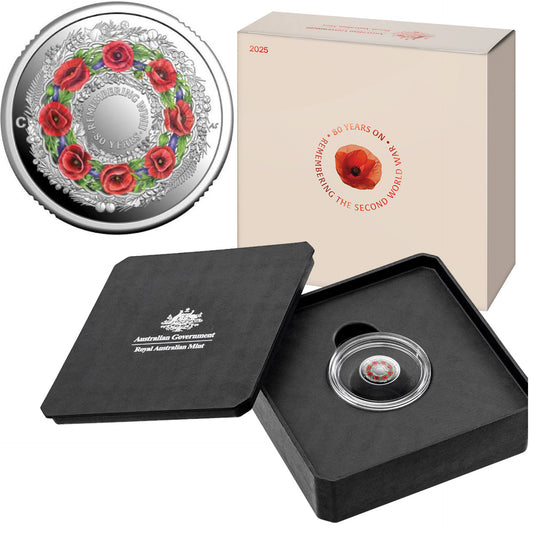 2025 $2 80th Anniversary Of World War 2 (Poppy Wreath) 'C' Mint Silver Proof Coin