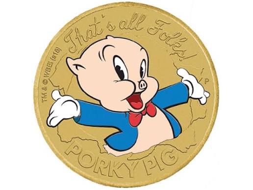 2018 $1 Porky Pig “That’s All Folks!” Colored Coin PNC Mintage: 7500