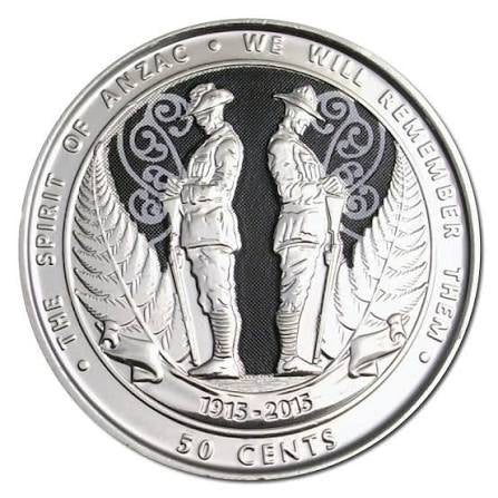 1x UNC 50c 2015 New Zealand Spirit Of Anzac - In Lighthouse Capsule - Mintage: 1M