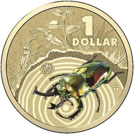 2014 $1 Stag Beetle Carded Coin Brightbug Series - Mintage: 30,000