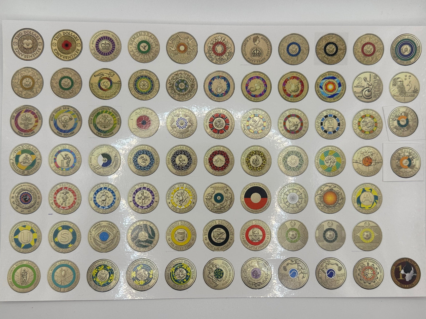 2$ Sticker Sheet - Includes All 74 Circulating Designs