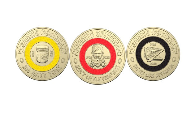 3x UNC 2023 Vegemite $2 Coin Set - In Lighthouse Capsule
