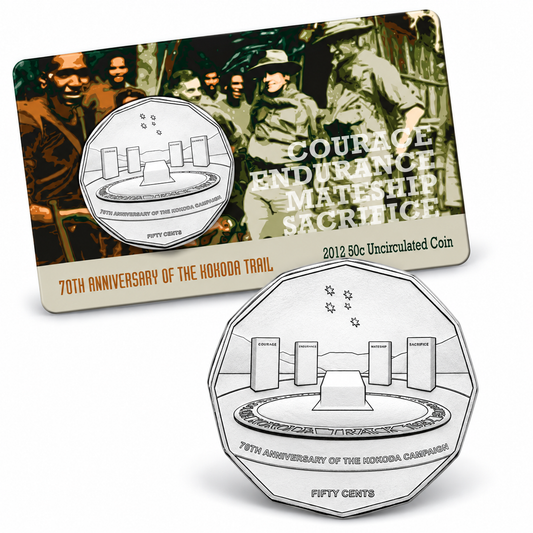 2012 50c 70th Anniversary Of The Kokoda Trail Carded Coin - Mintage: 26,899