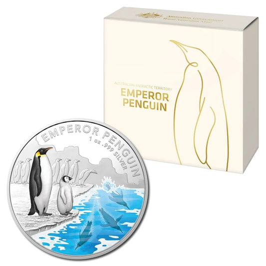 2023 1oz $5 Silver Antarctic Emperor Penguin - Mintage:  3,000