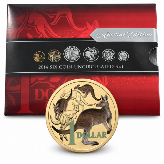 2014 6x Coin Colorized $1 Mob Of Roo RAM Year Set - Mintage: 42,277