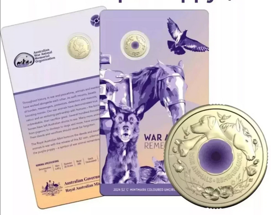 2024 $2 Purple Poppy War Animals ‘C’ Mintmark Coin