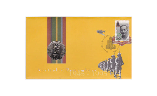 1995 50c UNC Australia Remembers Edward Dunlop PNC - Mintage: 93,915