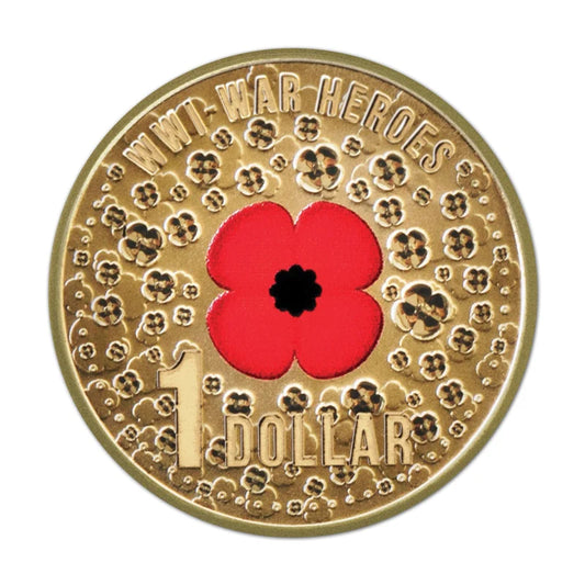 2015 $1 War Heros Red Poppy Carded Coin - Mintage: 13,543