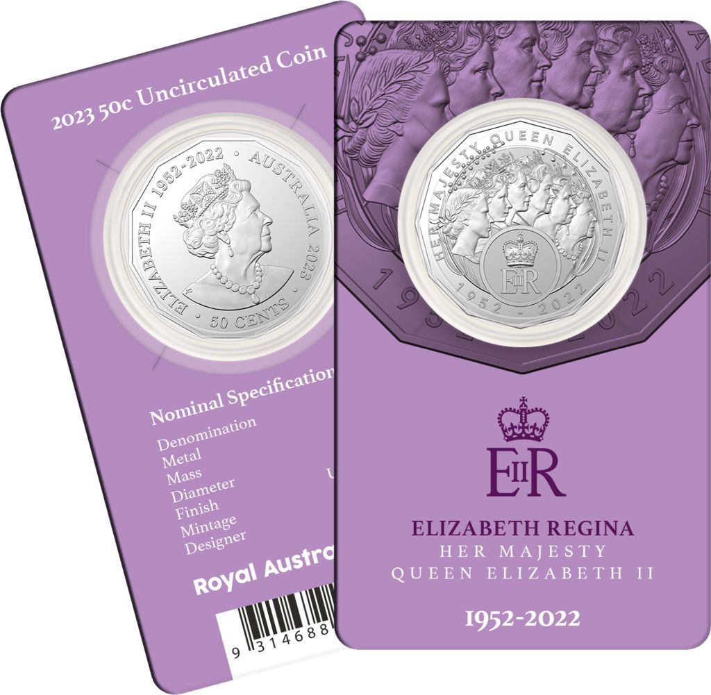2022 50c Elizabeth Regina - Carded Mintage: 25,000