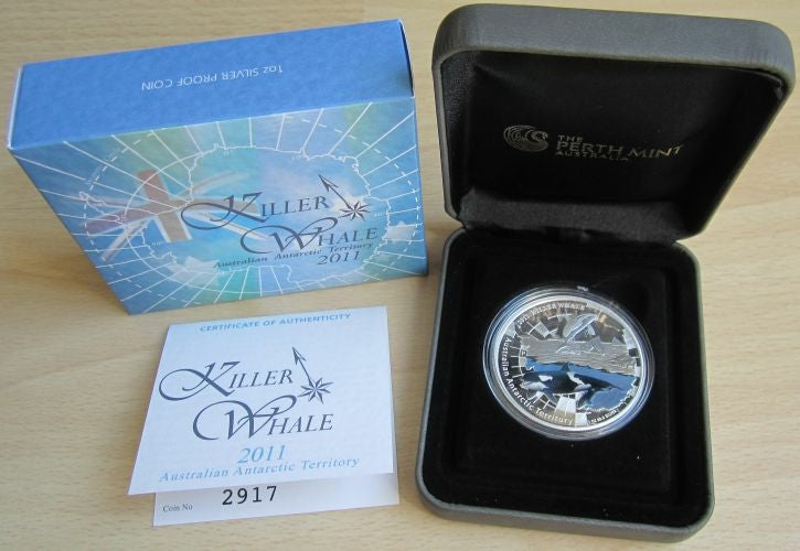 2011 1oz Killer Whale Antarctic Territory - Mintage: 7,500