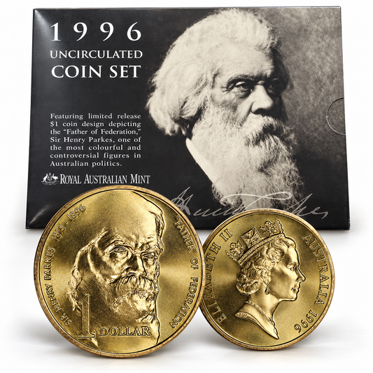 1996 6x Coin UNC Sir Henry Parkes $1 RAM Year Set - Mintage: 108,773