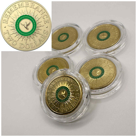 1x UNC 2014 $2 Green Dove Coin - In Lighthouse Capsule