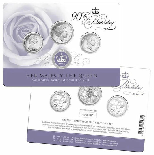 2016 Her Majesty The Queen Frosted 3x Coin Set - Mintage: 9,108