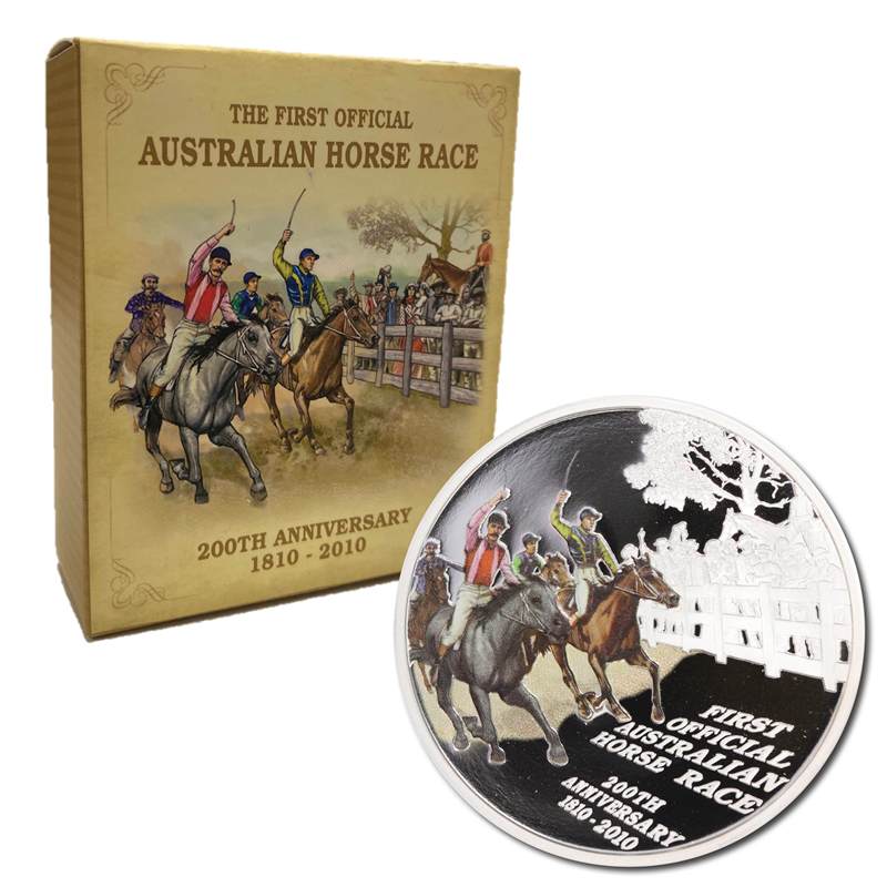 2010 1oz Silver Australian Horse Race Coin - Mintage: 5,000