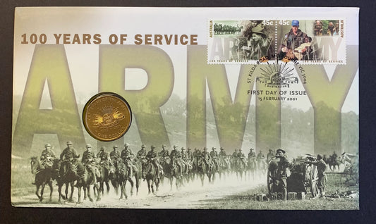 2001 $1 ARMY 100 Years Of Service PNC - Mintage: 27,209