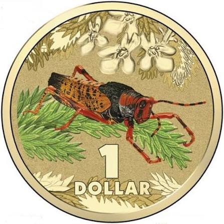 2014 $1 Leichhardt's Grasshopper Bright-Bug Series Carded Coin - Mintage: 30,000