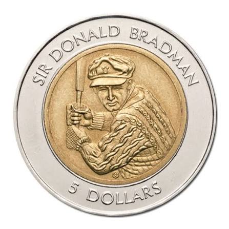 1998 $5 Bi-Metal Sir Donald Bradman Carded Coin - Mintage: 237,728
